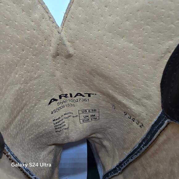 ARIAT Western Boots Black Full Grain Leather Square Toe 10027361 Women's 6.5B - Picture 8 of 9